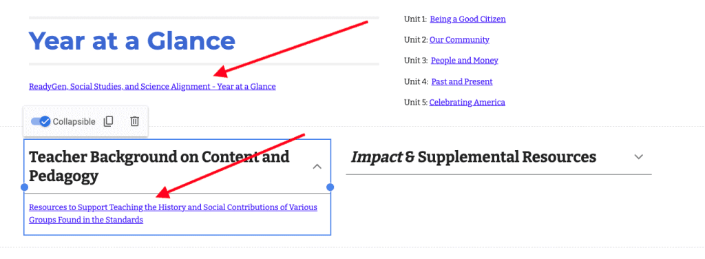 Screenshot from Social Studies Unit Plans