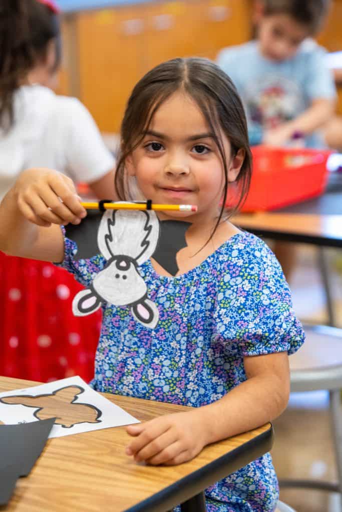 A Thunder Valley K-8 first-grader working on a STEM project